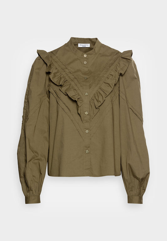 Marc O'Polo DENIM Blouse, longsleeve, frill, pin tucks Olive (OP521E079-N11) Women