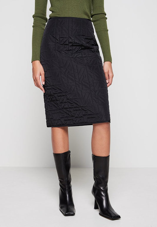 Nina Ricci BLACK QUILTED SKIRT WITH ALL OVER NR LOGO (ZZO1X4Z12-Q00) Women