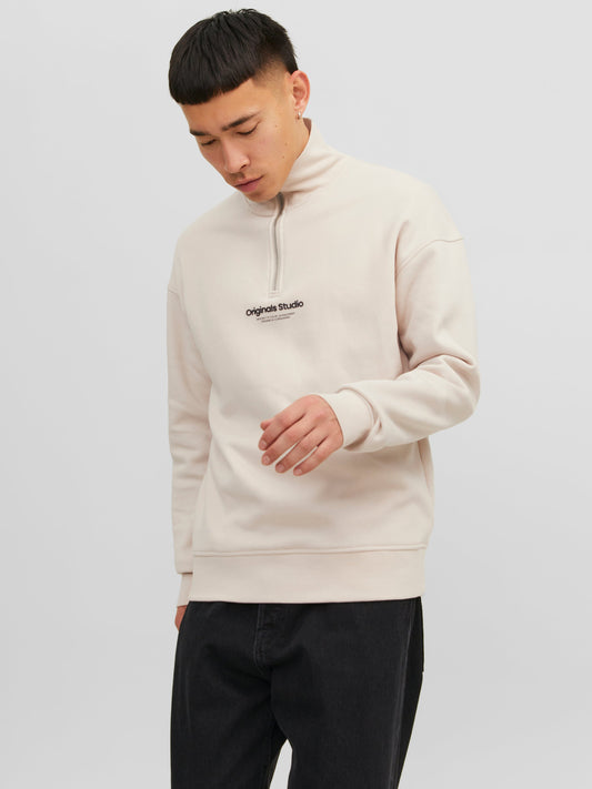 Jack & Jones Originals JORVESTERBRO SWEAT QUARTER ZIP HN NOOS Moonbeam (12241777-Moonbeam) Men