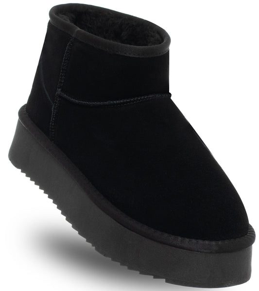 WOMEN'S LEATHER ANKLE BOOTS - SOLO SOPRANI COUTURE - SCW421P05/01 HUGH PLATFORM BLACK Women