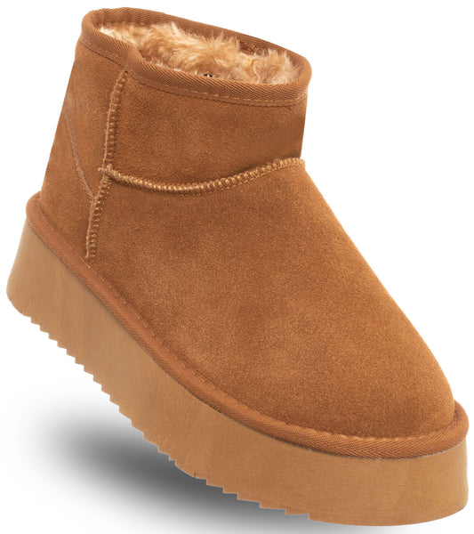 WOMEN'S LEATHER ANKLE BOOTS - SOLO SOPRANI COUTURE - SCW421P05/02 HUGH PLATFORM CAMEL Women