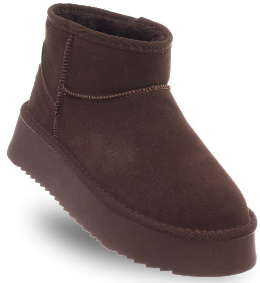 SOLO SOPRANI COUTURE Leather Ankle Boots Women's HUGH PLATFORM CHOCOLATE (8006) Women