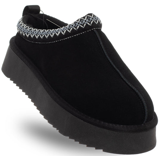 SOLO SOPRANI COUTURE SHOES - SSW421P22/53 SABOT FUR HUGH PLATFORM BLACK Women