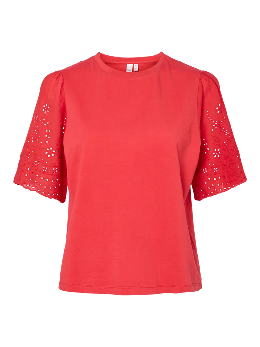 Lex Short Sleeve Top W. Sleeves S Fiery Red (26033890) Women